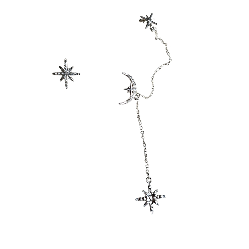 NEW cuff asymmetrical sun and moon earrings